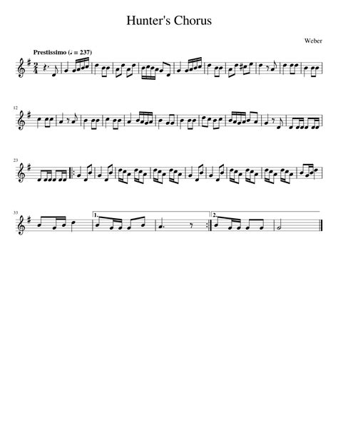 Hunters Chorus Sheet Music For Violin Solo