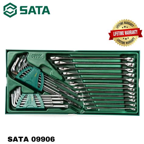 Sata 09906 30pcs Combination Wrench And Hex Key Tray Set Common Ring