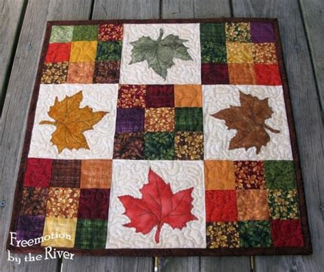 Modern 9 Patch Maple Leaves Table Topper