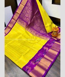 Blue And Purple Color Kuppadam Pattu Handloom Saree With All Over Suma