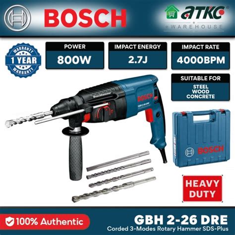 Bosch Gbh 2 26 Dre Rotary Hammer Professional With Sds Plus 800w