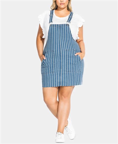 City Chic Trendy Plus Size Striped Denim Dress Macys