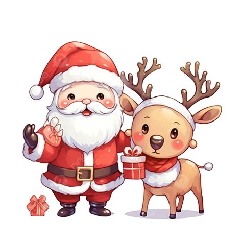 Cartoon Cute Christmas Santa Claus And Reindeer Celebration Christmas