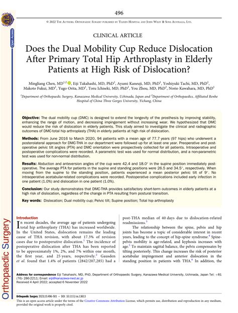 PDF Does The Dual Mobility Cup Reduce Dislocation After Primary Total