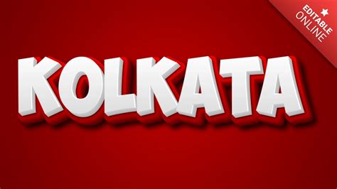 Kolkata Red 3D Style Text Effect Generator