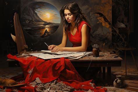 Premium Ai Image The Artist Is Focused While Working On A Painting In