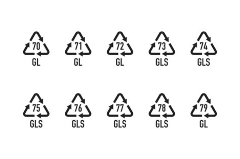 Un conjunto de símbolos para el reciclaje de vidrio Códigos de