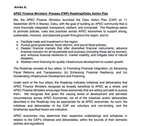 apec finance ministers process fmp roadmapcebu action plan apec