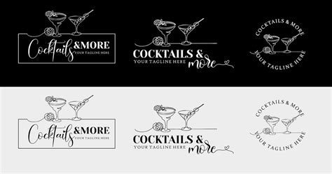 Cocktail Bar Logo Drink Logo Design Custom Alcohol Logo Set Etsy