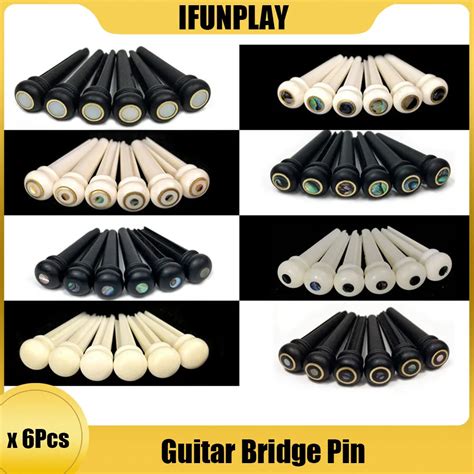 St Cke Echt Knochen Akustische Gitarre Bridge Pins Knochen Ebenholz