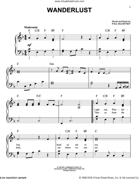 Wanderlust Sheet Music For Piano Solo Pdf Interactive