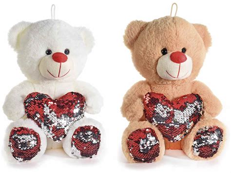 Orsetto Peluche C Cuore E Zampe Paillettes Reversibili 57 05 39 Art