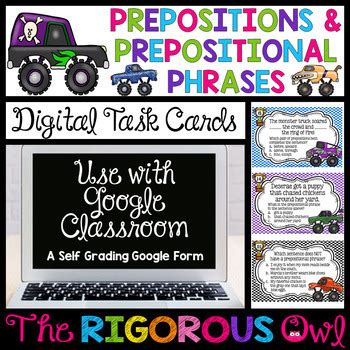 Prepositions Prepositional Phrases Task Cards Digital Google Test Prep