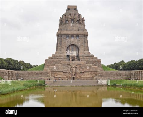 Monument To The Battle Of The Nations Leipzig From Water Side Stock