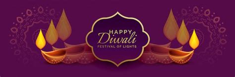 Free Vector Beautiful Diwali Banner With Diya Decoration