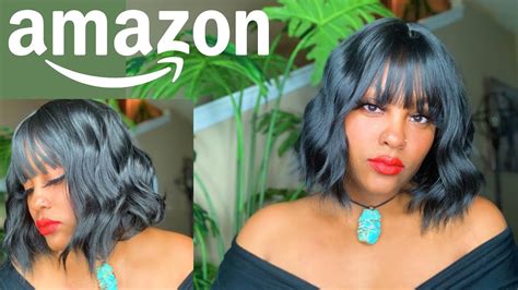 This Cute Amazon Wig Wavy Curly Bob Wig With Bangs Meekfro