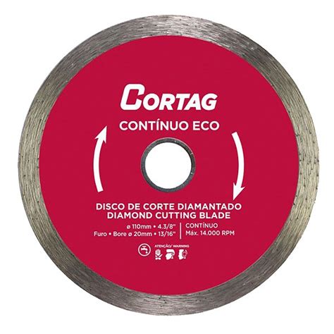 DISCO DE CORTE DIAMANTADO CONTÍNUO 110MM CORTAG GODFER FERRAMENTAS