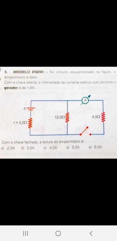 5 modelo enem No circuito esquemátizado na figura o amperimetro é