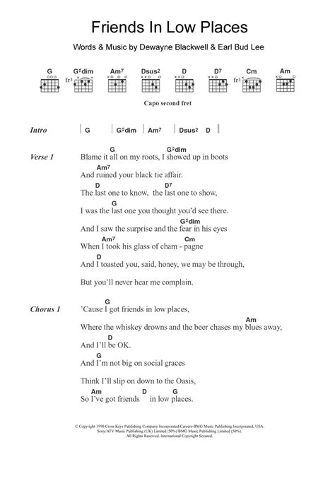 Friends In Low Places by Garth Brooks - Guitar Chords/Lyrics - Guitar Instructor