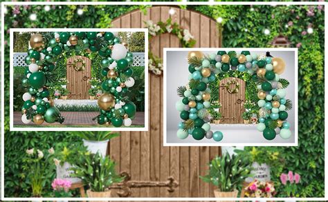 Lywygg X Ft Green Leaves Photography Backdrops Wood Door Nature Leaf