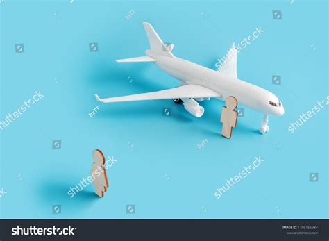 Passenger Plane Miniature Characters Man Woman Stock Photo