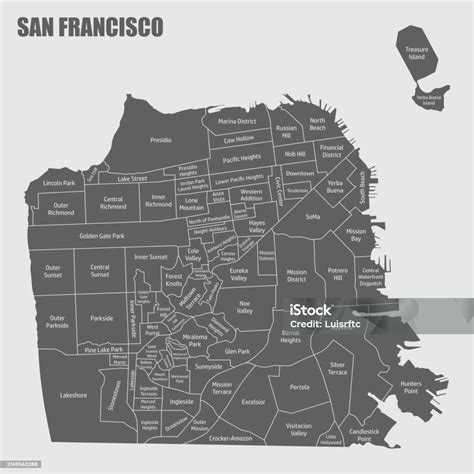 san francisco city administrative map stock illustration  image  map san