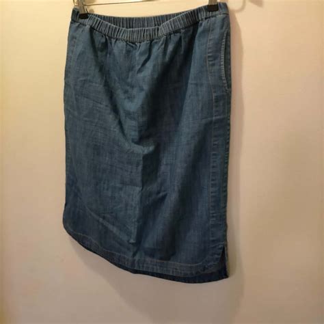 Gorman Size 12 Denim Look Skirt W Elastic Waist Vgucs