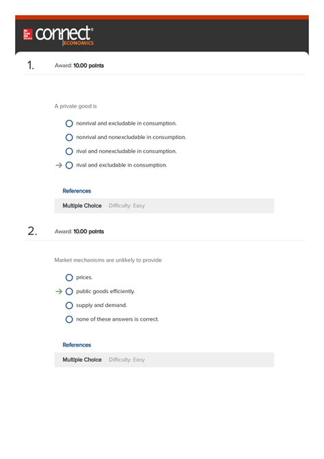 Chapter 04 Test Bank Quiz 2 Award 10 00 Points A Private Good Is