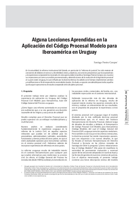 Pdf Algunas Lecciones Aprendidas En La Aplicación Del Código Procesal