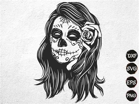 Sugar Skull Girl Svg Clipart Mexican Skull Svg Skull Png Etsy México