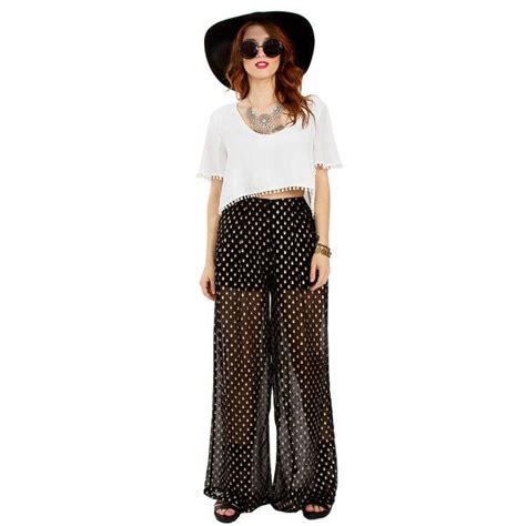 Love Blair Pants Liked On Polyvore Featuring Pants White Chiffon Pants