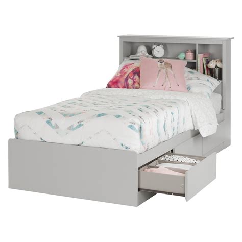 South Shore Vito Contemporary Twin Mates Bed With Bookcase Headboard