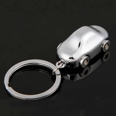 Metal Keychain Key Chain Keyfob Keyring D Smooth Silver Plated Auto