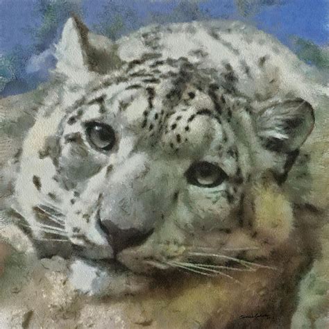 Snow Leopard Painterly Digital Art By Ernie Echols Fine Art America