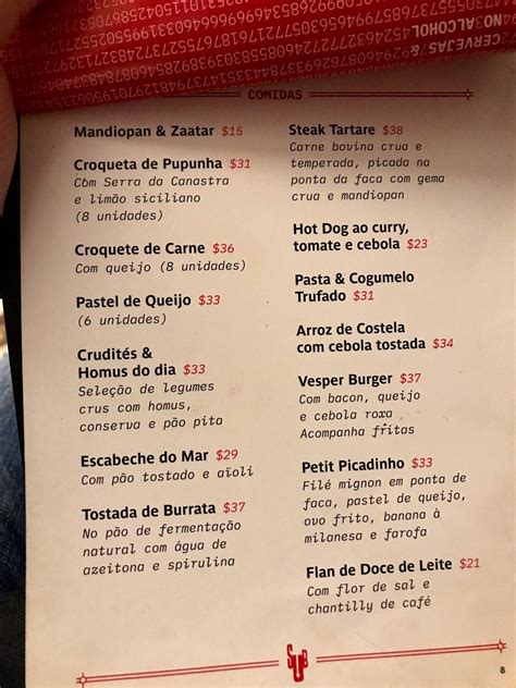 Menu Em Subastor Bar Do Cofre S O Paulo R Jo O Br Cola