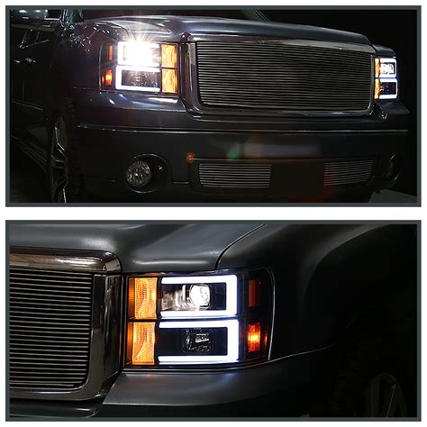 Fits Black 2007 2013 Gmc Sierra 1500 2500hd 3500hd Led Drl Projector Headlights Ebay