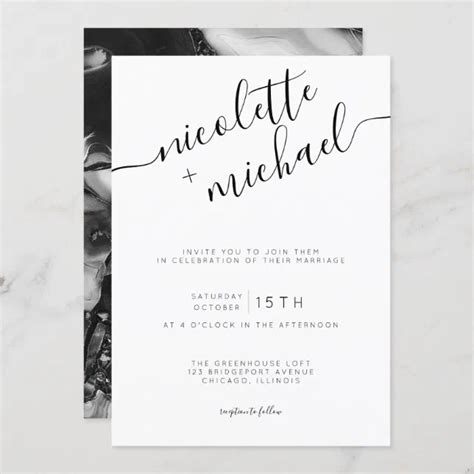 Modern Black And White Calligraphy Wedding Invitation Zazzle