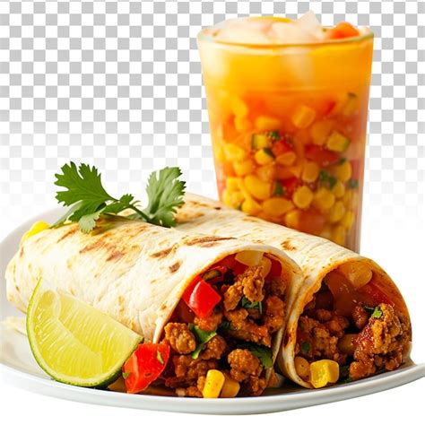 Premium PSD Tasty Chicken Burrito Isolated On Transparent Background