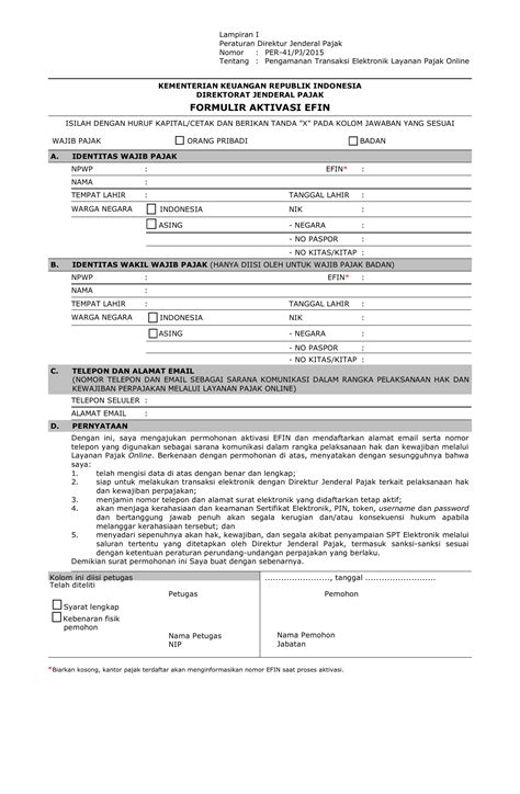 Formulir Permintaan Efin Xls