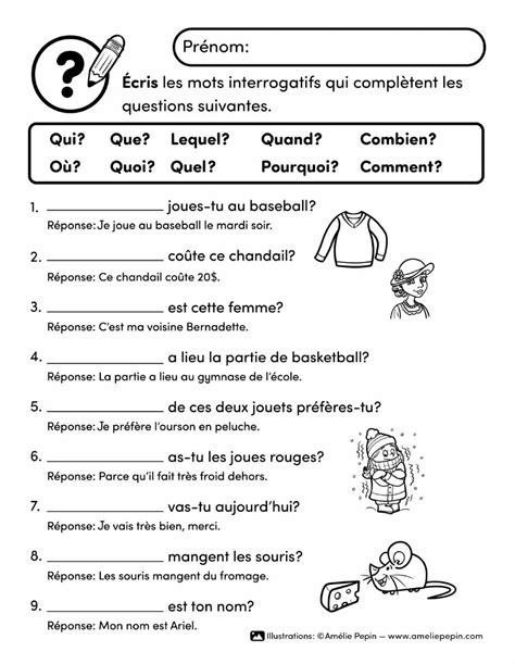 Les Mots Interrogatifs Exercices