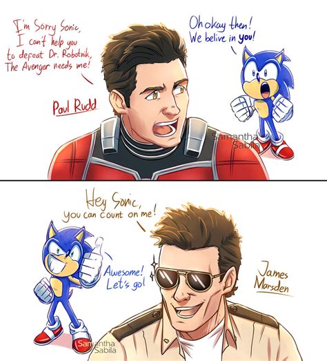 Sonic with Paul Rudd and James Marsden by SonicSpeedz on DeviantArt