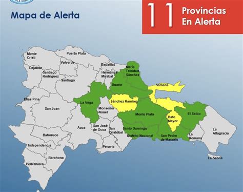 COE Aumenta A 11 Las Provincias En Alerta 8 En Verde Y 3 En Amarilla