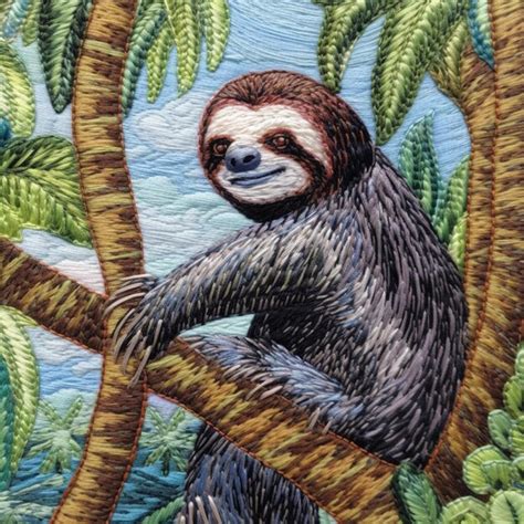 Premium Photo A Close Up Of A Sloth Sitting On A Tree Branch