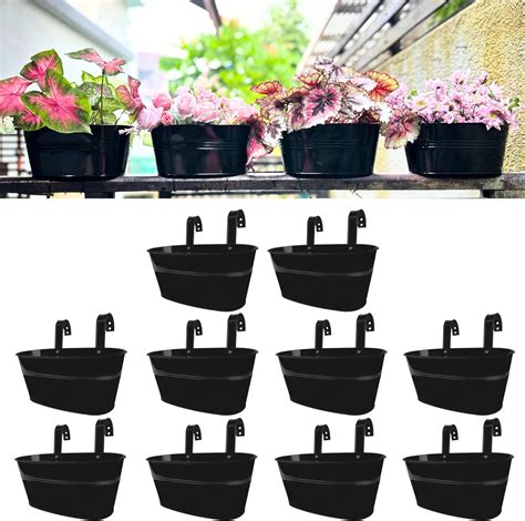 Amazon Maxona Metal Iron Hanging Flower Pots 10 Pack 11 8 Inch