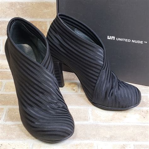 ユナイテッドヌード ホールドハイ ブーティ 37 ボーダー ブラック ブーツ Fold HI UNITED NUDE 23 5cm 売買され
