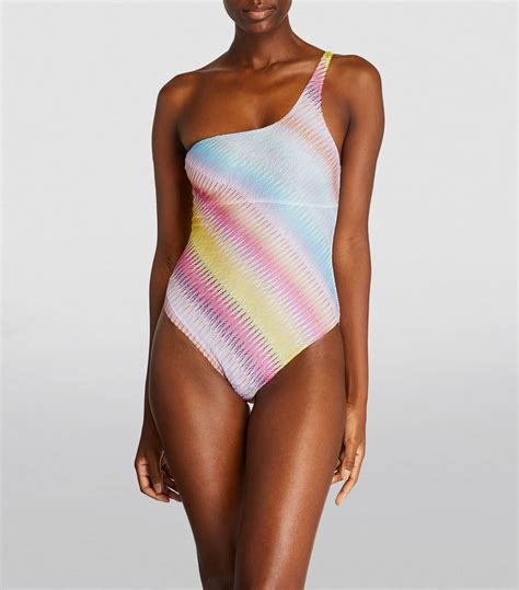 Missoni Multi One Shoulder Zigzag Swimsuit Harrods UK