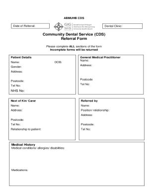 Fillable Online Community Dental Service CDS Referral Form Fax Email