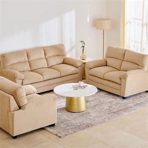 Buy Mojo Velvet Seater Sofa Set Beige From Home Centre At Just