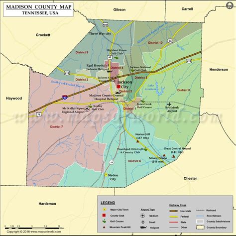 Madison County Map, TN | Map of Madison County Tennessee