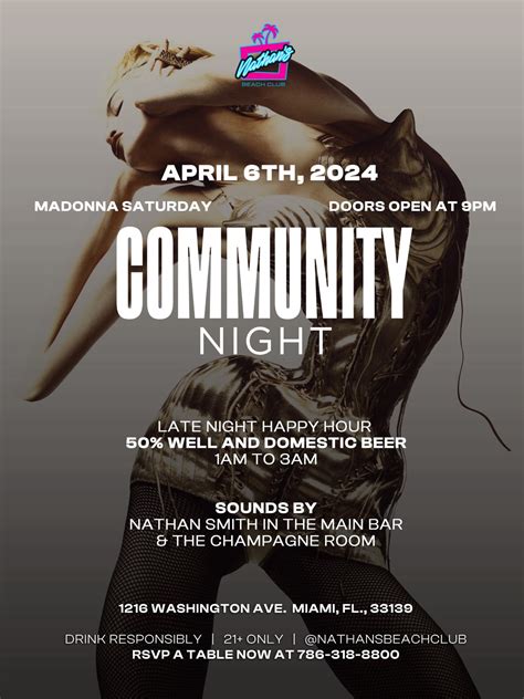 Community Night: Madonna Saturday at Nathan’s Beach Club 4/6/24 – The
